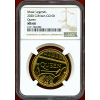 イギリス 2020年 100ポンド 金貨 QUEEN NGC MS66