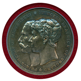 【SOLD】イギリス 1885年 ヘンリー&ベアトリス王女 成婚記念 銀メダル NGC AU58
