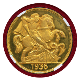 イギリス 1936(1972) ファンタジー クラウン貨 金打ち エドワード8世 PF64CAM