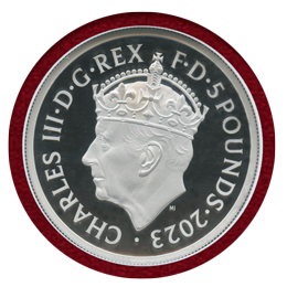 イギリス 2023年 2オンス5ポンド 銀貨 チャールズ国王戴冠記念 NGC PF70UC FR