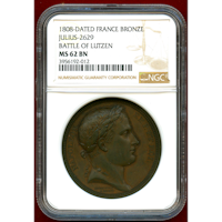 【SOLD】フランス 1813年 銅メダル ナポレオン1世 リュッツェンの戦い NGC MS62BN