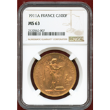 【SOLD】フランス 1911A 100フラン金貨 エンジェル立像 NGC MS63