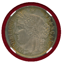 【SOLD】フランス 1851A 5フラン 銀貨 女神セレス NGC MS62