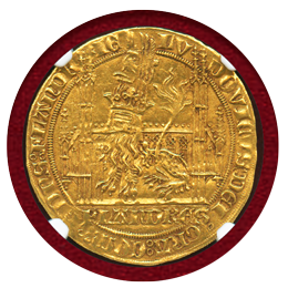 ベルギー フランダース (1346-84)年 ライオンドール金貨 ルイ2世 NGC MS61