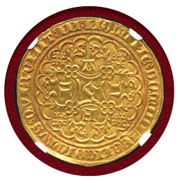 ベルギー フランダース (1346-84)年 ライオンドール金貨 ルイ2世 NGC MS61