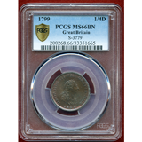 イギリス 1799年 1/4ペニー 銅貨 ジョージ3世 PCGS MS66BN