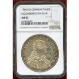 【SOLD】ドイツ レーゲンスブルク 1756ICB ターラー銀貨 都市景観 NGC MS62