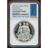 イギリス 2020年 5ポンド(2oz) 銀貨 スリーグレイセス PF69UC FDI
