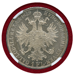 【SOLD】オーストリア 1859A フローリン 銀貨 フランツヨーゼフ1世 NGC MS63