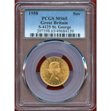 イギリス 1958年 ソブリン 金貨 エリザベス2世 PCGS MS65