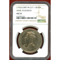【SOLD】イギリス (1702) 銀メダル アン女王即位記念 NGC AU53