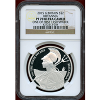 イギリス 2015年 2ポンド 銀貨 ブリタニア NGC PF70UC