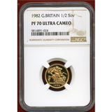 イギリス 1982年 1/2Sov 金貨 エリザベス2世 NGC PF70UC