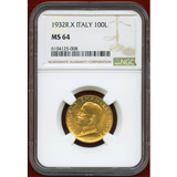 【SOLD】イタリア 1932R(X) 100リレ 金貨 船首に立つ女神 NGC MS64
