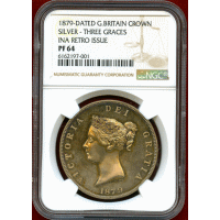 【SOLD】イギリス (1879) ファンタジー クラウン 銀貨 スリーグレイセス NGC PF64
