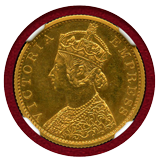 英領インド 1878(B) 10ルピー 金貨 リストライク ヴィクトリア NGC PF63