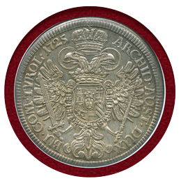 【SOLD】神聖ローマ帝国 オーストリア 1725年 ターラー 銀貨 カール6世 NGC MS62
