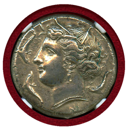 【SOLD】古代ギリシャ シラクサ 紀元前317-289年 4ドラクマ銀貨 アレトゥーサ AU