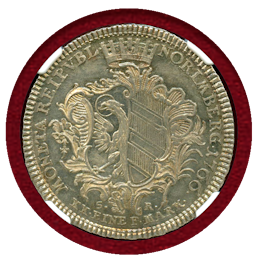 【SOLD】ドイツ ニュルンベルク 1766SR  1/2ターラー 銀貨 両紋章 NGC MS61