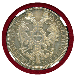 【SOLD】ドイツ ニュルンベルク 1766SR  1/2ターラー 銀貨 両紋章 NGC MS61