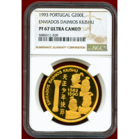 【SOLD】ポルトガル 1993年 200エスクード 金貨 天正遣欧少年使節 NGC PF67UC