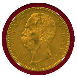 イタリア 1883R 100リレ 金貨 ウンベルト1世 NGC MS61
