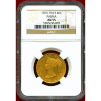 イタリア パルマ公国 1815年 40リレ 金貨 マリア・ルイーザ NGC AU55
