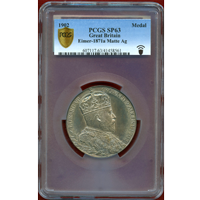 【SOLD】イギリス 1902年 銀メダル エドワード7世戴冠記念 PCGS SP63Matte