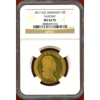 ドイツ ザクセン 1817年 10ターラー 金貨 フリードリヒ・アウグスト1世 NGC MS63PL