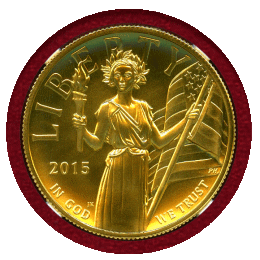 アメリカ 2015年 100ドル 金貨 アメリカンリバティ NGC MS70PL ER