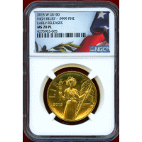 アメリカ 2015年 100ドル 金貨 アメリカンリバティ NGC MS70PL ER