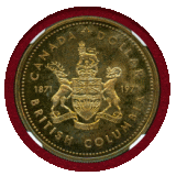 カナダ 1971年 1ドル 銀貨 ブリティッシュコロンビア NGC SP65