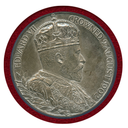 イギリス 1902年 銀メダル エドワード7世戴冠記念 NGC MS63MATTE