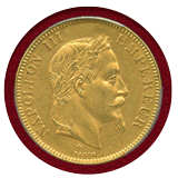 【SOLD】フランス 1869BB 100フラン 金貨 ナポレオン3世有冠 PCGS MS62