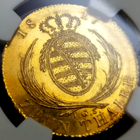 ドイツ ザクセン 1817年 10ターラー 金貨 フリードリヒ・アウグスト1世 NGC MS63PL