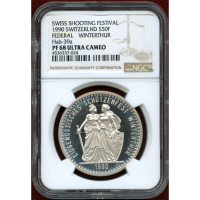 スイス 現代射撃祭 1990年 銀貨 ヴィンタートゥール NGC PF68UC