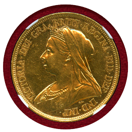 イギリス 1893年 5ポンド 金貨 ヴィクトリア オールドヘッド NGC UNC DETAILS