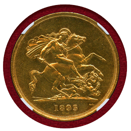 イギリス 1893年 5ポンド 金貨 ヴィクトリア オールドヘッド NGC UNC DETAILS