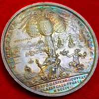 【SOLD】イギリス 1704年 銀メダル アン女王 勝利記念 PCGS SP58