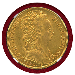 【SOLD】ブラジル 1800R 6400レイス 金貨 マリア1世 NGC MS62