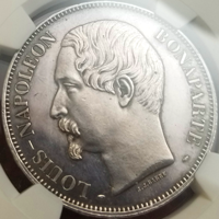 フランス 1852A 5フラン 銀貨 ナポレオン3世 "J.J.BARRE" NGC MS62