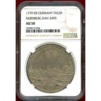 【SOLD】ドイツ ニュルンベルク 1779KR ターラー 銀貨 都市景観 NGC AU50