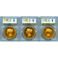 【SOLD】イギリス (1879) ファンタジー 銅貨3枚 ギルト PR67RDC～68CAM