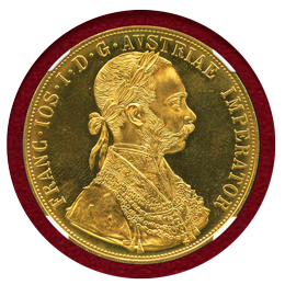 【SOLD】オーストリア (1915) 4ダカット金貨 フランツヨーゼフ1世 リストライク MS67