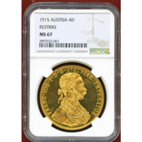 【SOLD】オーストリア (1915) 4ダカット金貨 フランツヨーゼフ1世 リストライク MS67