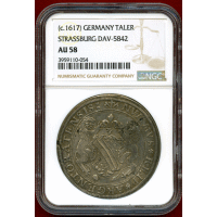 ドイツ シュトラスブルク ND(1617年頃) ターラー 銀貨 NGC AU58