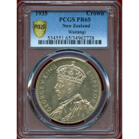 ニュージーランド 1935年 クラウン 銀貨 ワイタンギ条約 PCGS PR65