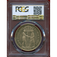ニュージーランド 1935年 クラウン 銀貨 ワイタンギ条約 PCGS PR65