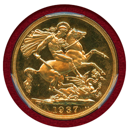 イギリス 1937年 2ポンド 金貨 ジョージ6世 NGC PF64 CAMEO