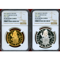 イギリス 2017 £100/£2 クイーンズビースト PF68UC/PF65UC